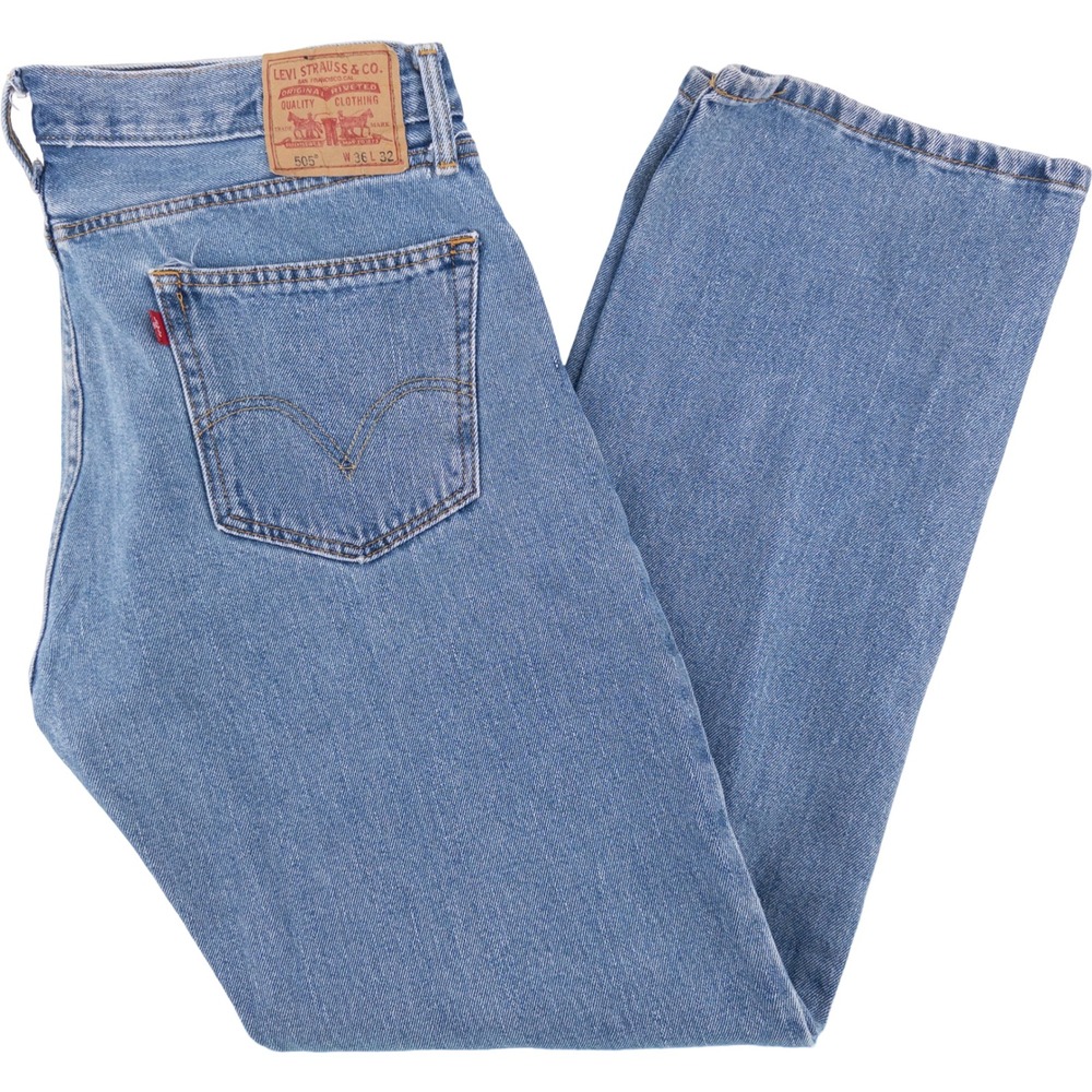 Vintage Y2K Levis Mens 36x32 505 Straight Fit Jeans Blue Denim Classic Retro